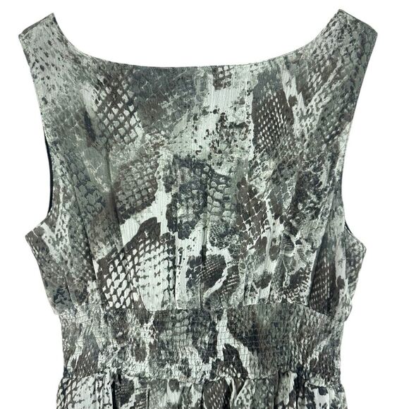 NWT Anthropologie Chaudry Maxi‎ Dress Snake Print Sleeveless Lined silver sz M - Picture 4 of 11